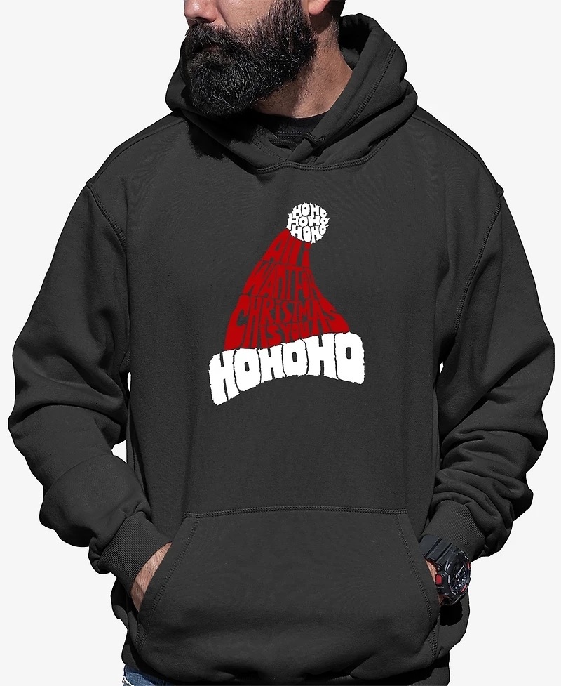 La Pop Art Men's All I Want for Christmas Is You Word Art Hooded Sweatshirt