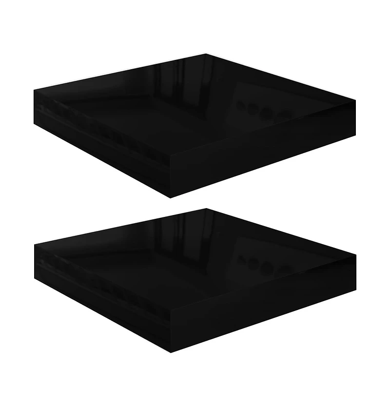 vidaXL Floating Wall Shelves 2 pcs High Gloss Black 9.1"x9.3"x1.5" Mdf