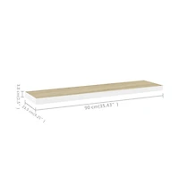 Floating Wall Shelf Oak and White 35.4"x9.3"x1.5" Mdf