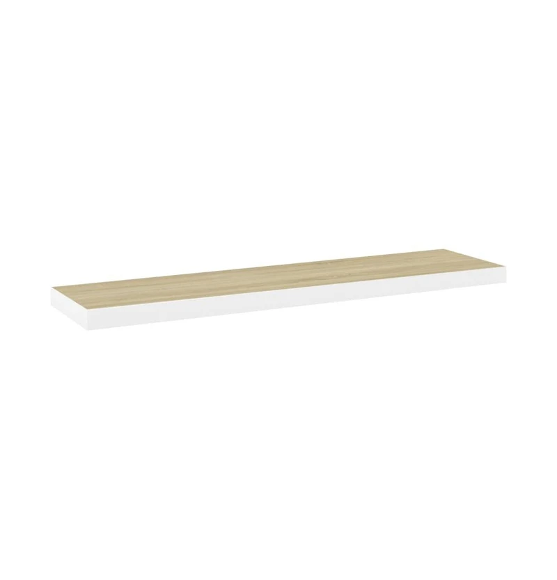 Floating Wall Shelf Oak and White 35.4"x9.3"x1.5" Mdf