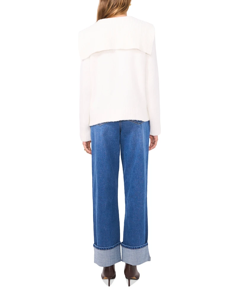 1.state Women's V-Neck Collared Cardigan