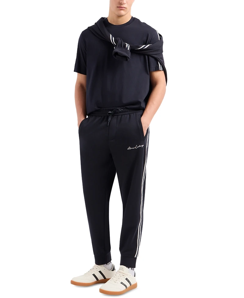 A|X Armani Exchange Men's Striped Logo Jogger Pants