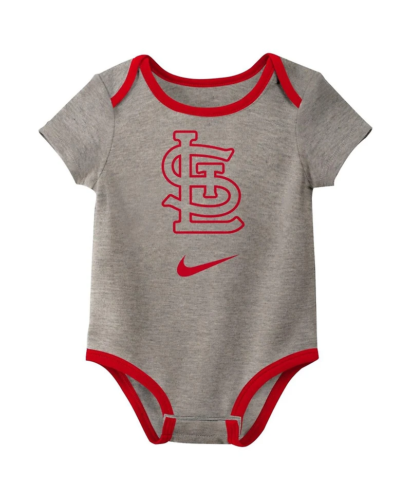 Nike Baby Boys and Girls St. Louis Cardinals Authentic Collection Three-Pack Bodysuit Set