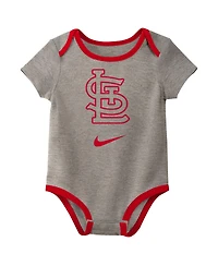 Nike Baby Boys and Girls St. Louis Cardinals Authentic Collection Three-Pack Bodysuit Set