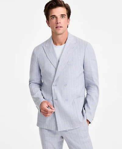 Calvin Klein Men's Slim Fit Double Breasted Linen Suit Jacket