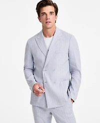 Calvin Klein Men's Slim Fit Double Breasted Linen Suit Jacket
