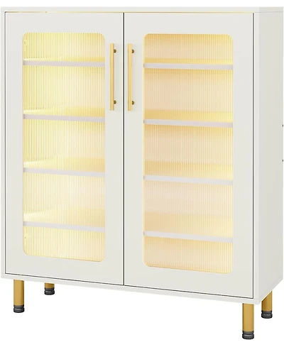 Tribesigns Buffet Cabinet with Acrylic Doors and Led Light for Living Room, Kitchen