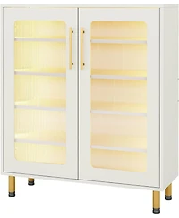 Tribesigns Buffet Cabinet with Acrylic Doors and Led Light for Living Room, Kitchen