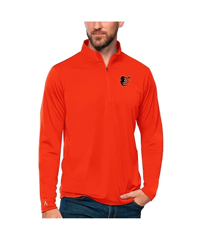 Antigua Men's Orange Baltimore Orioles Tribute Quarter-Zip Pullover Top