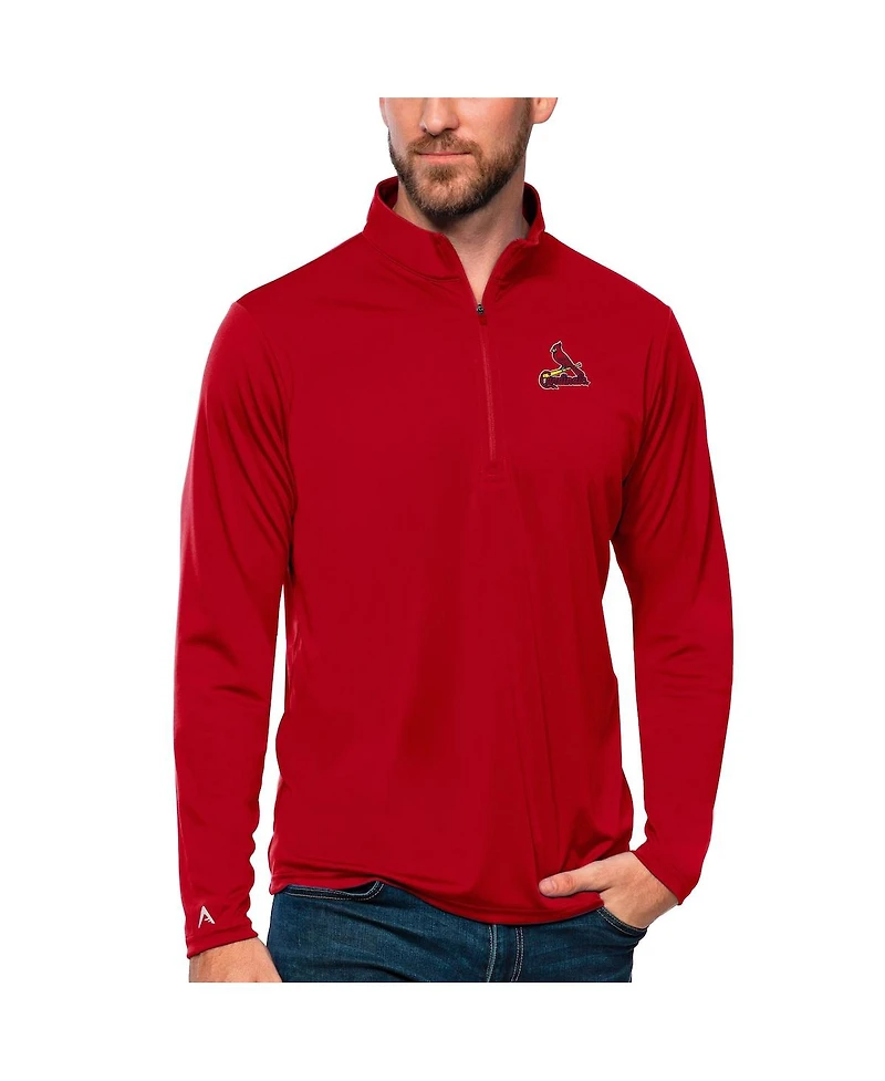 Antigua Men's Red St. Louis Cardinals Tribute Quarter-Zip Pullover Top