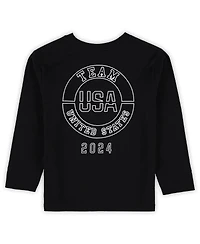 Outerstuff Little Boys and Girls Black Team Usa 2024 Flag Rings Long Sleeve T-Shirt