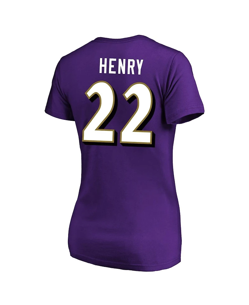 Fanatics Women's Derrick Henry Purple Baltimore Ravens Plus Name Number V-Neck T-Shirt