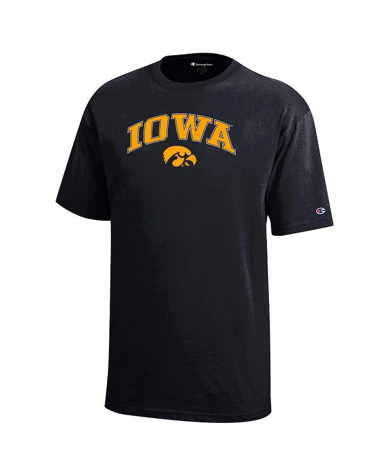 Champion Big Boys and Girls Black Iowa Hawkeyes Arch Over Logo T-Shirt
