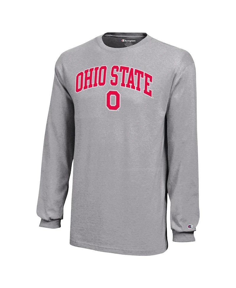 Champion Big Boys and Girls Gray Ohio State Buckeyes Arch Over Logo Long Sleeve T-Shirt