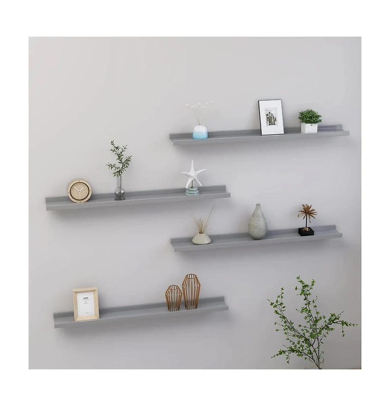 vidaXL Wall Shelves 4 pcs Gray 31.5"x3.5"x1.2"