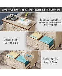 Tribesigns 2 Drawer Lateral File Cabinet, Office Filing Cabinet for A4 / Letter Size/Legal Files, Wood Storage Printer Stand Home Off