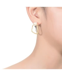 Sterling Silver Gold Plated with Genuine Freshwater Round Pearl Drop Earrings