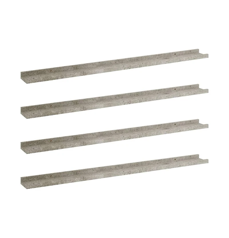 vidaXL Wall Shelves 4 pcs Concrete Gray 39.4"x3.5"x1.2"