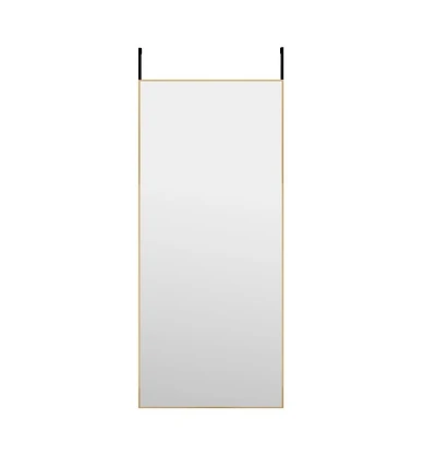 vidaXL Door Mirror Gold 15.7"x39.4" Glass and Aluminum