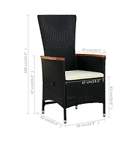 Patio Chairs 2 pcs with Cushions Poly Rattan Black