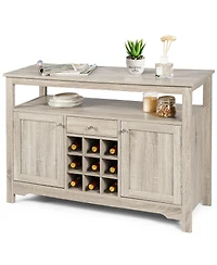 Gymax Buffet Server Sideboard Wine Cabinet Console Table Grey Home