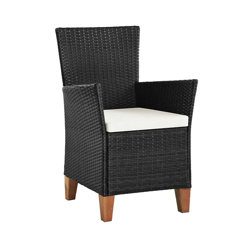 Patio Chairs with Cushions 2 pcs Poly Rattan Black