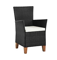 Patio Chairs with Cushions 2 pcs Poly Rattan Black