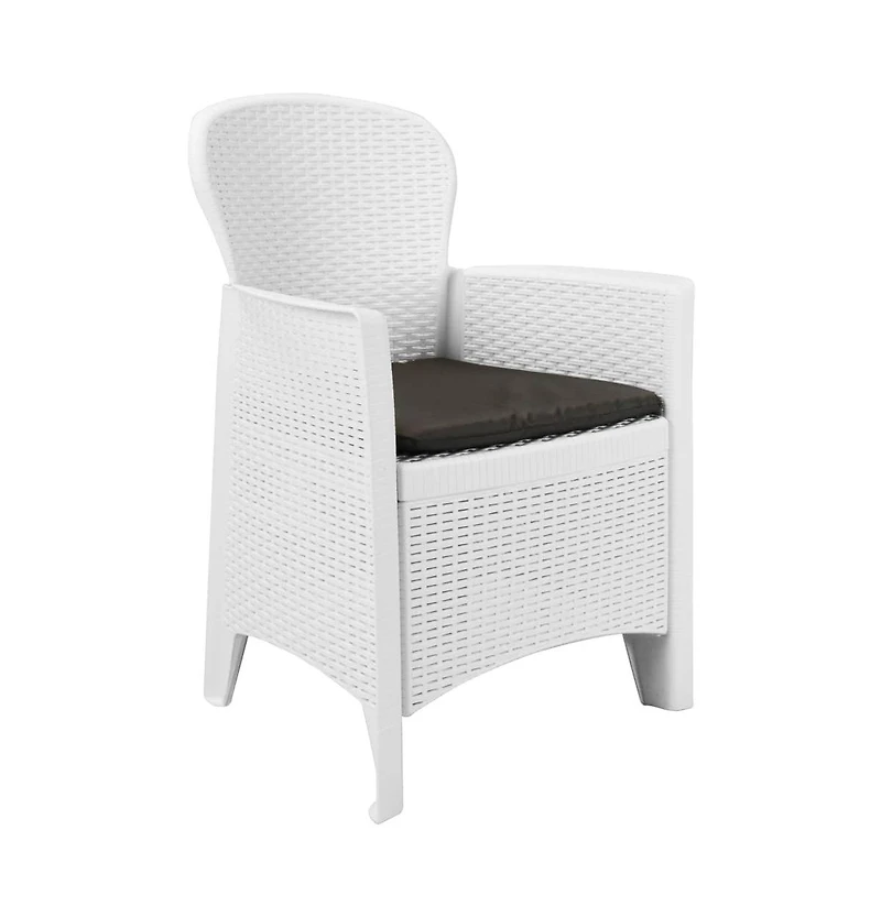 vidaXL Patio Chairs 2 pcs with Cushion White Plastic Rattan Look