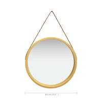 vidaXL Wall Mirror with Strap 23.6" Gold