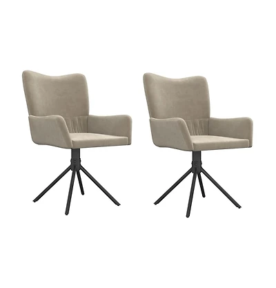 Swivel Dining Chairs 2 pcs Light Gray Velvet