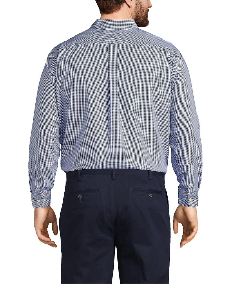Lands' End Men's Big and Tall Traditional Fit Pattern No Iron Supima Pinpoint Buttondown Collar Dress Shirt