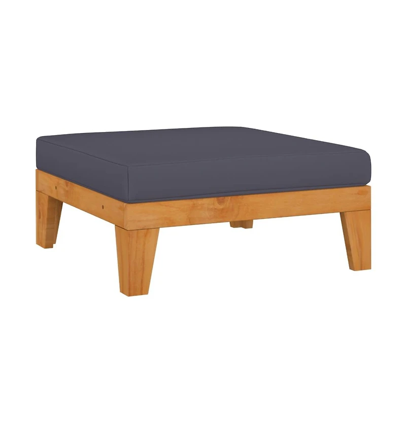 vidaXL Sectional Footrest with Dark Gray Cushion Solid Acacia Wood