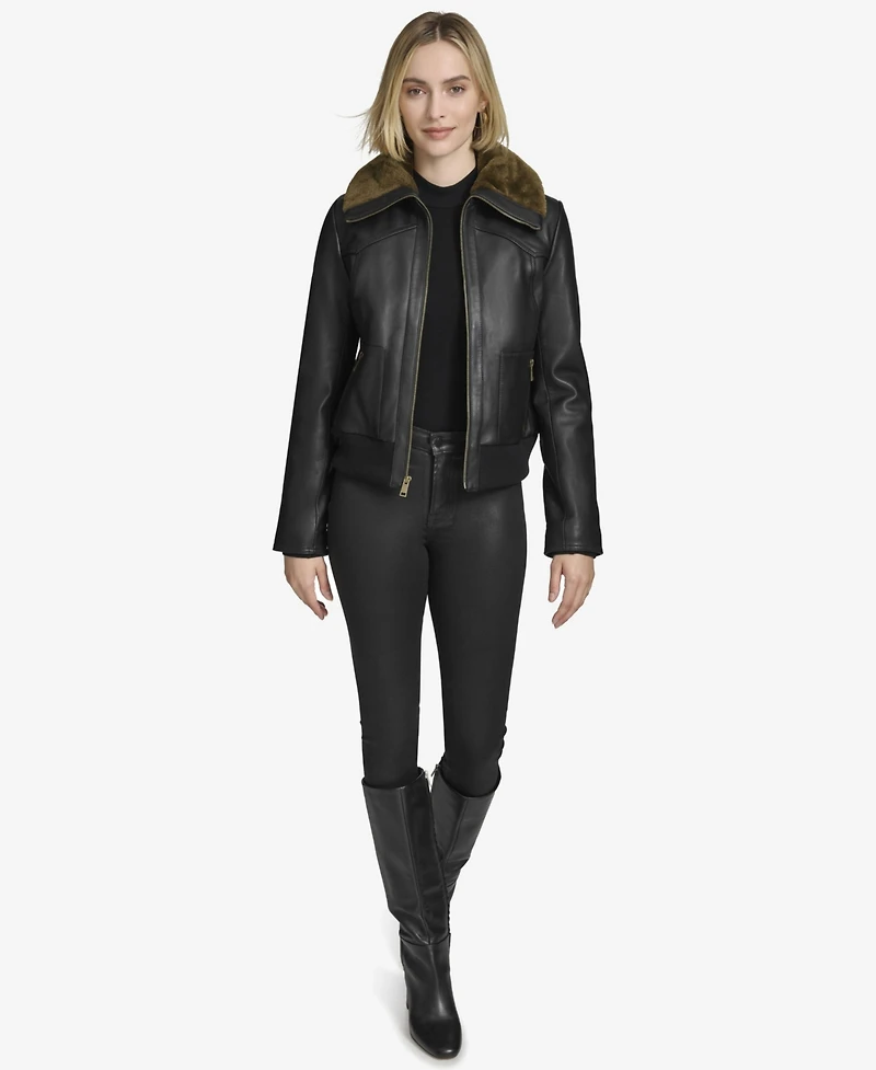 Andrew Marc Black Label Women's Evie Aviator-Style Leather Jacket