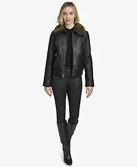 Andrew Marc Black Label Women's Evie Aviator-Style Leather Jacket