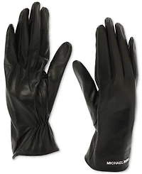 Michael Kors Women's Logo Detail Leather Tech Gloves