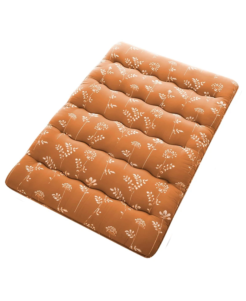 Futon Mattress Full Size, Floral Print Floor Pad Portable Dorm Sleeping Pad, 54"x 80"