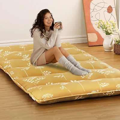 Caromio Futon Mattress Twin Size, Floral Print Floor Mattress Pad Portable Dorm Sleeping Pad, 39"x 80"