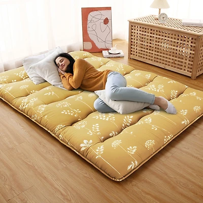 Futon Mattress Full Size, Floral Print Floor Mattress Pad Portable Dorm Sleeping Pad, 54"x 80"