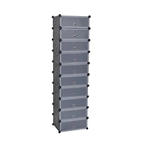 vidaXL Interlocking Shoe Organizer with 10 Compartments Black