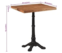 vidaXL Bistro Table 23.6"x23.6"x29.9" Solid Acacia Wood