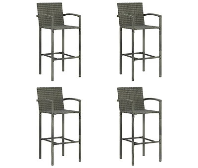vidaXL Bar Stools 4 pcs Gray Poly Rattan