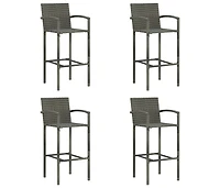vidaXL Bar Stools 4 pcs Gray Poly Rattan