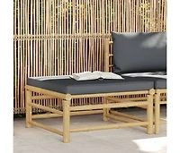 vidaXL Patio Footrest with Dark Gray Cushion Bamboo