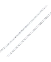 Bling Jewelry Solid Strong Medium Size Sterling Silver Flat 4mm Figaro Link Chain Necklace Inch