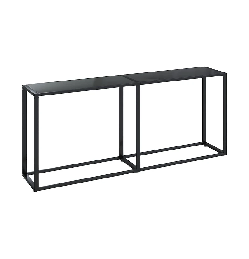 vidaXL Console Table Black 70.9"x13.8"x29.7" Tempered Glass