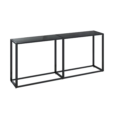 vidaXL Console Table Black 70.9"x13.8"x29.7" Tempered Glass