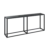 vidaXL Console Table Black 70.9"x13.8"x29.7" Tempered Glass