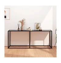vidaXL Console Table Black 70.9"x13.8"x29.7" Tempered Glass