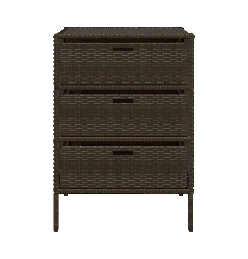 vidaXL Patio Storage Cabinet Brown 21.7"x23.2"x31.5" Poly Rattan