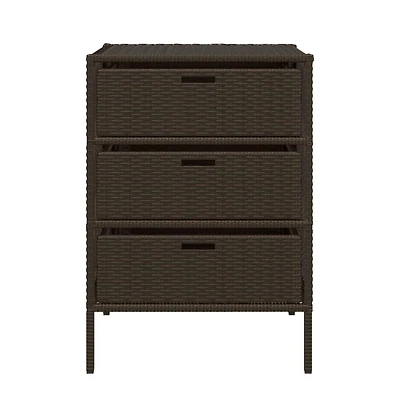 vidaXL Patio Storage Cabinet Brown 21.7"x23.2"x31.5" Poly Rattan